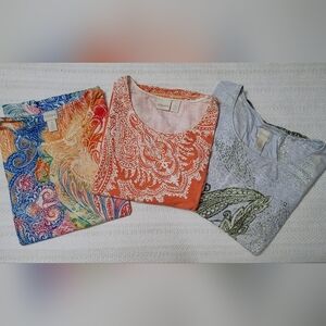 Bundle: Chico’s Cotton Tops – Sizes 2 & 3 (12-16) – Paisley & Bandana Prints